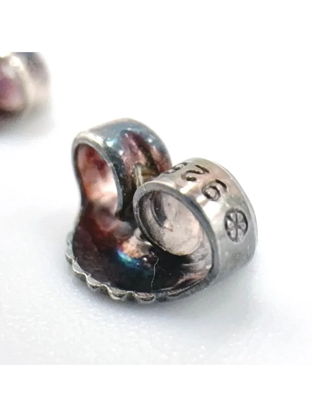 Chanel Oval Plate Log Drop Silver Earrings
